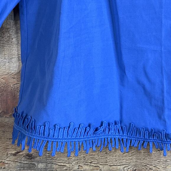 N/Nicholas Cotton Square Neck Cold Shoulder Crop Top Blue Size 4 NWT - Picture 5 of 13